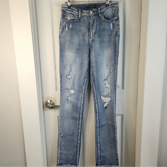 Judy Blue Light Blue Distressed Skinny Jeans - Picture 1 of 5